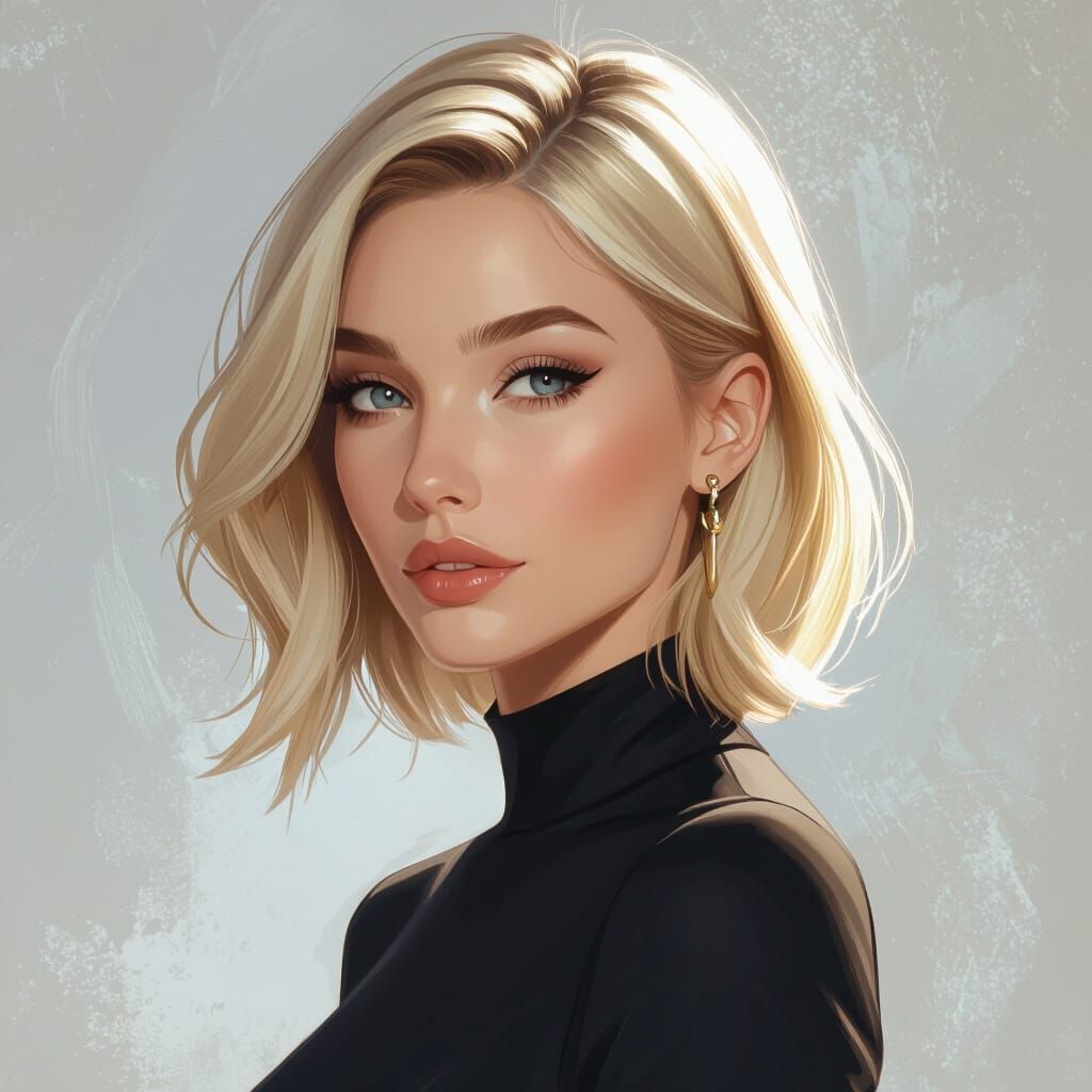 Blonde Woman Portrait in Hyperdetailed Digital Art