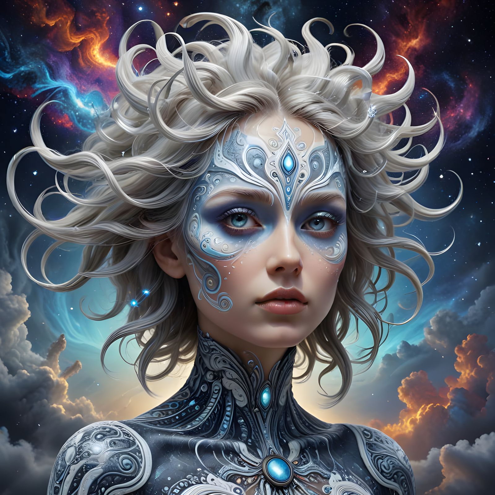 Mythical Creature with Cosmic Nebula Hair