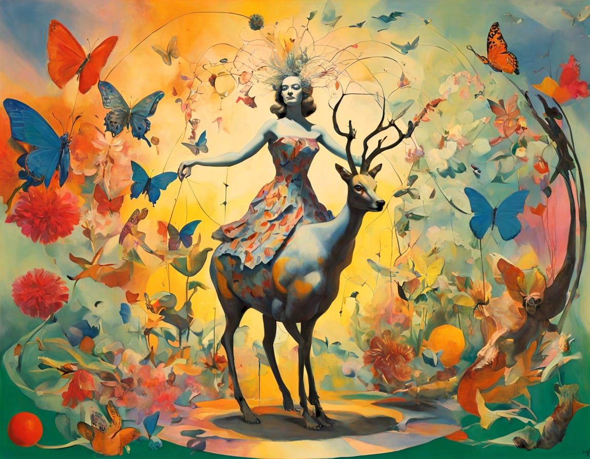 Whimsical Fae in Vibrant Garden