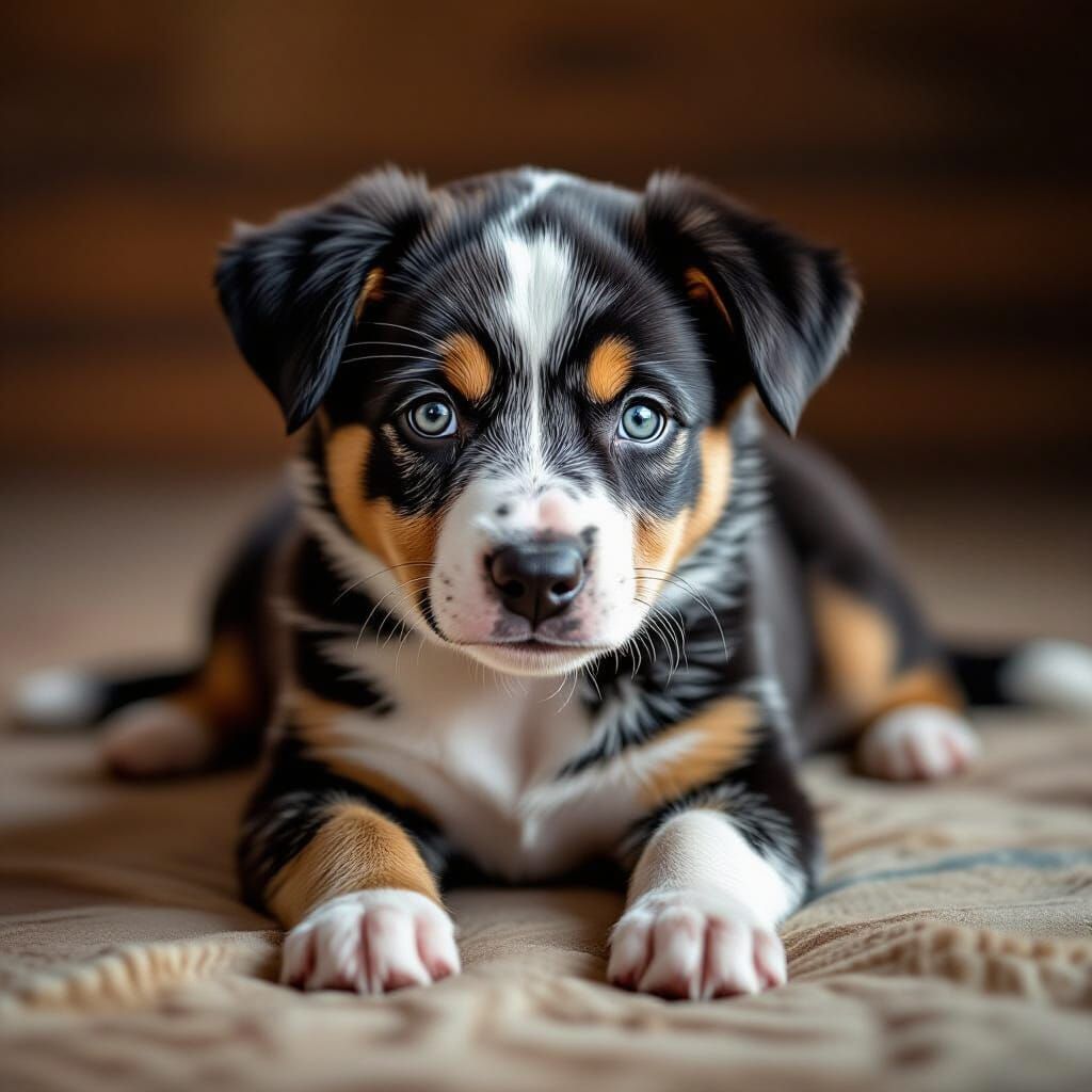 Blue Heeler Puppy's Heartfelt Wait Captured in Studio