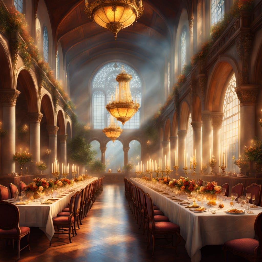 Grand Hall Banquet in Ethereal Fantasy Style