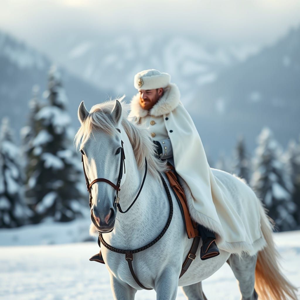 Regal Winter Rider in Frosty Landscape