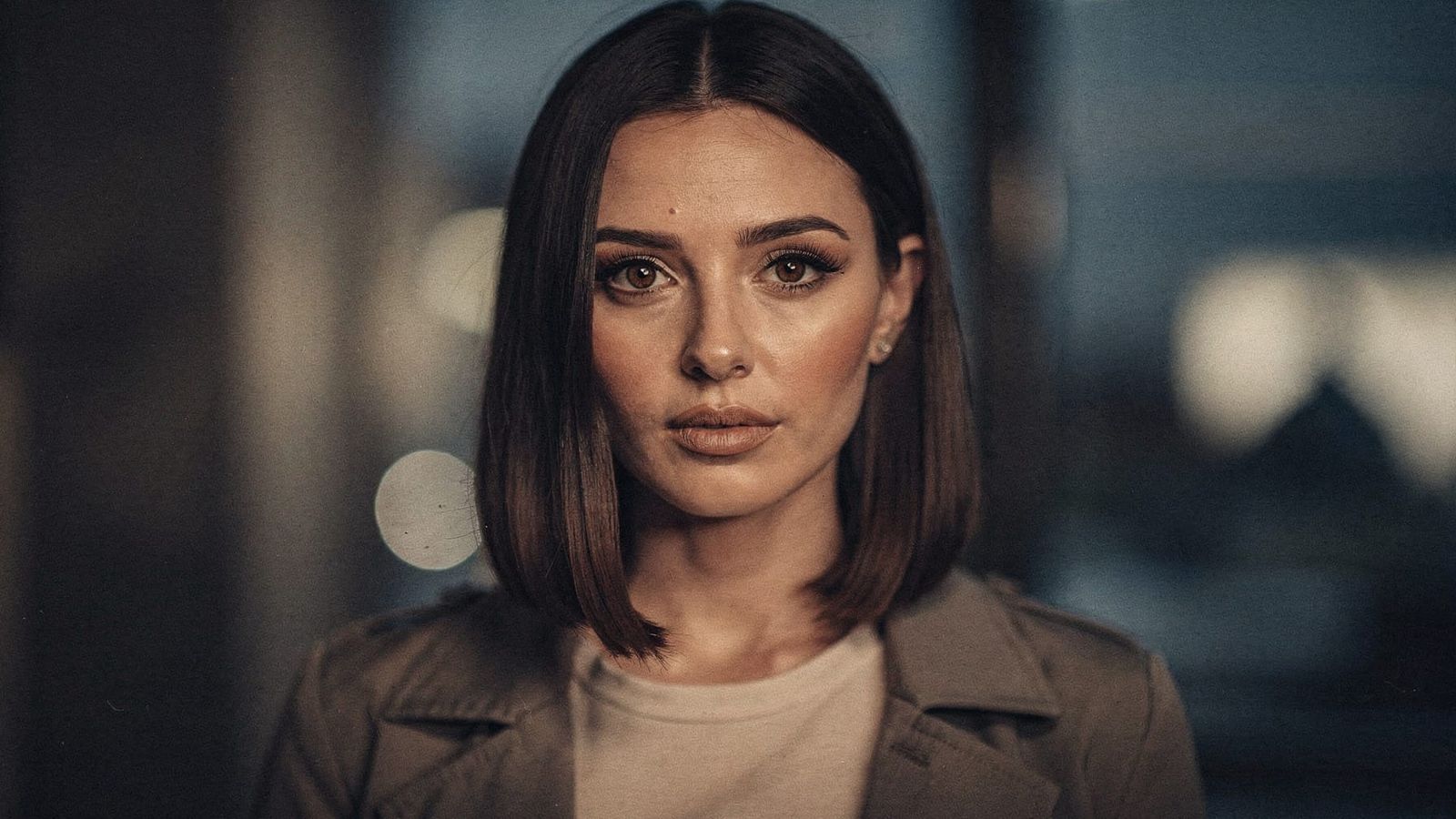 Ukrainian Woman with Expressive Gaze in Cinematic Realism