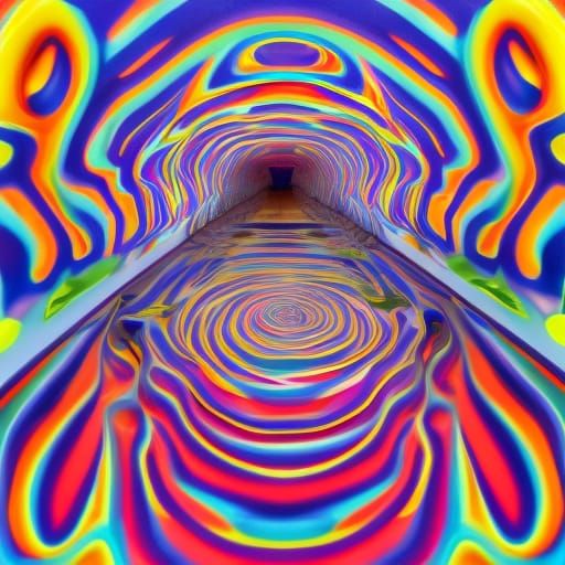 Psychedelic Riverboat Scene, Acid Art Style