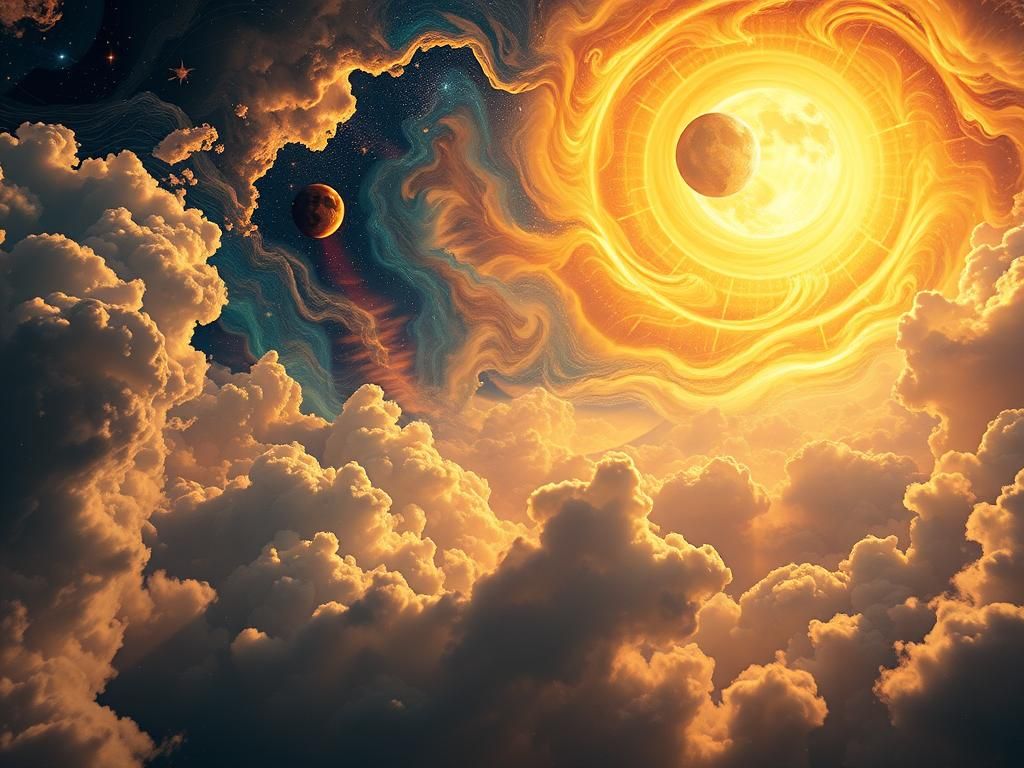 Celestial Sun, Moon and Stars in Fresco Style