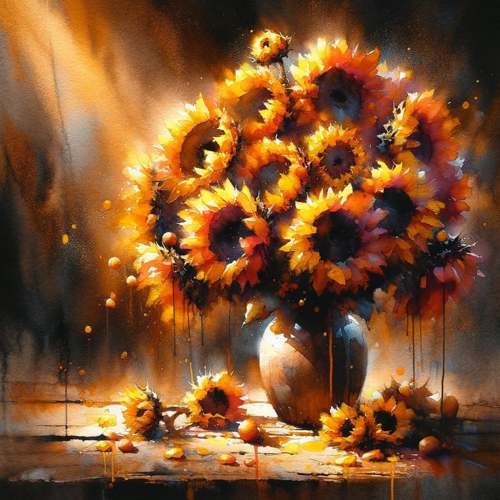 Expressive Sunflowers in Warm Sunlight