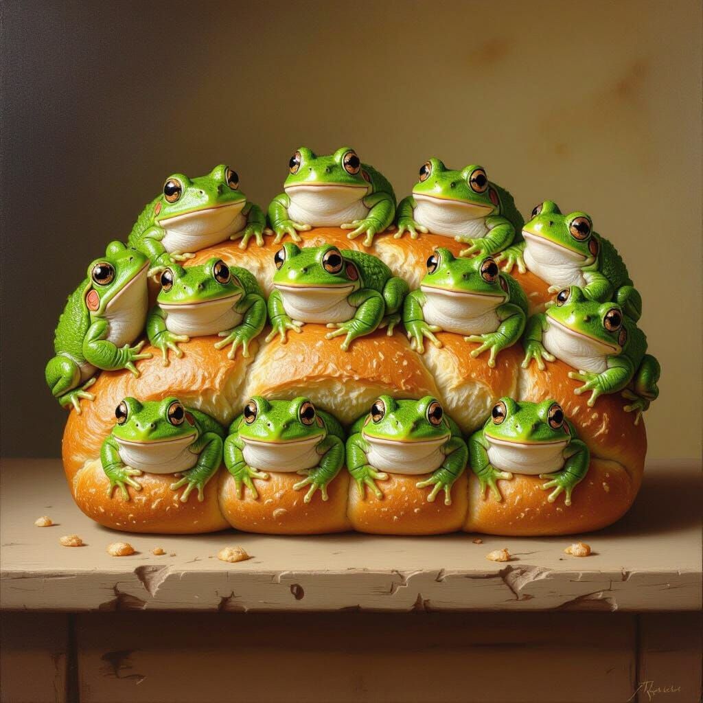 Arcimboldo Style Bread Made of Frogs