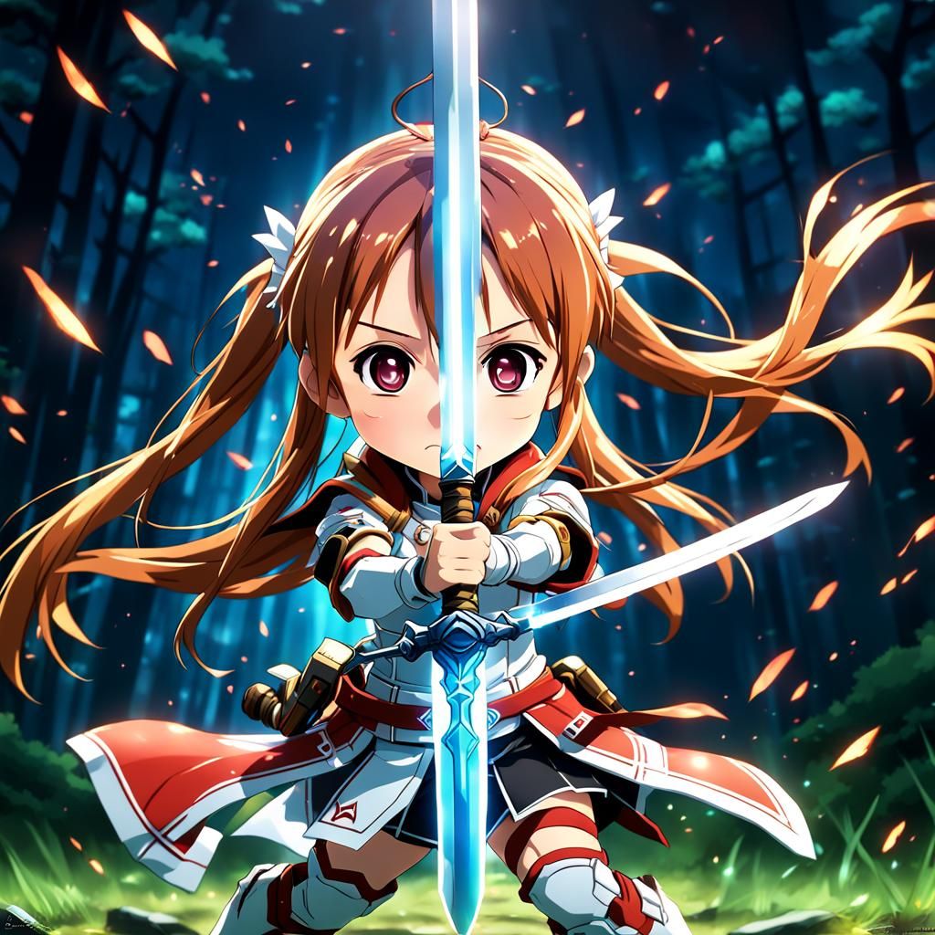 Chibi Asuna and Yuuki Battle Scene