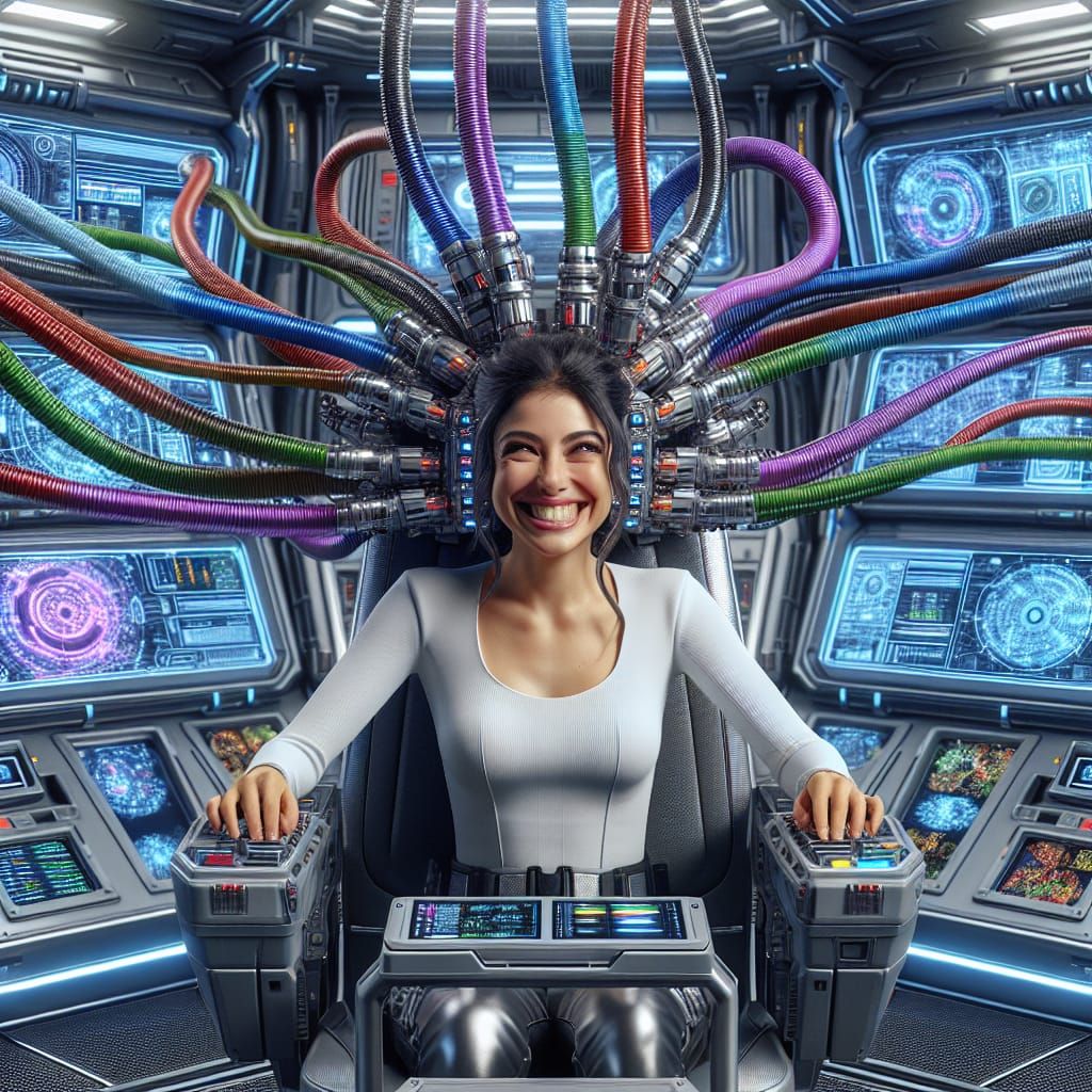 Woman Interfaces with Supercomputer on Starship