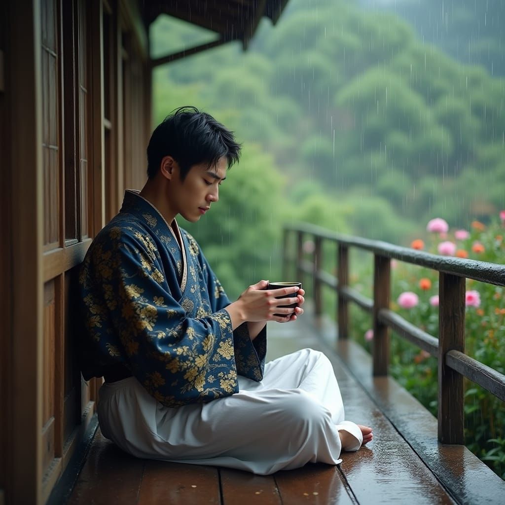 Serene Japanese Gentleman in Traditional Attire