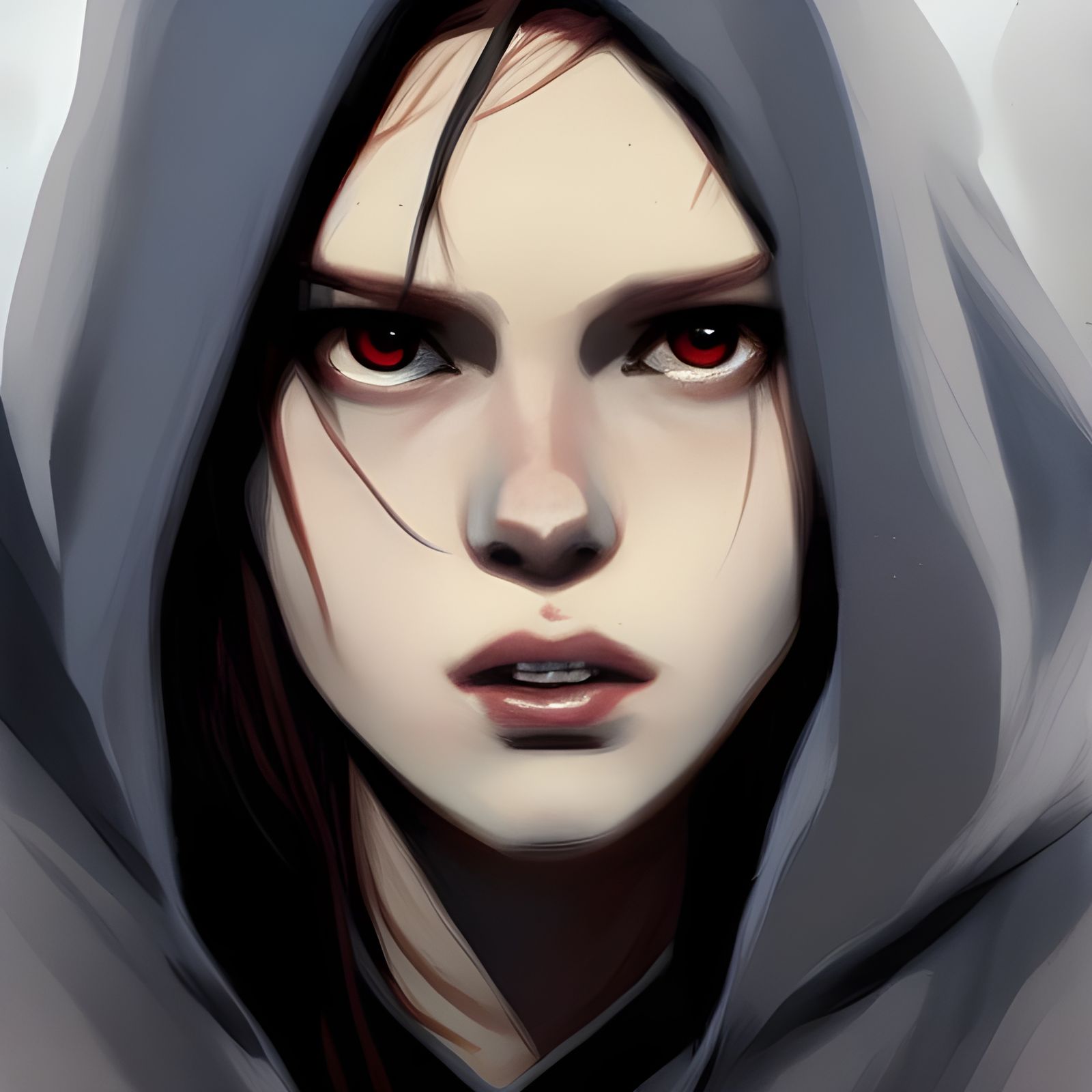 Sinister Girl in Hoodie, Digital Art