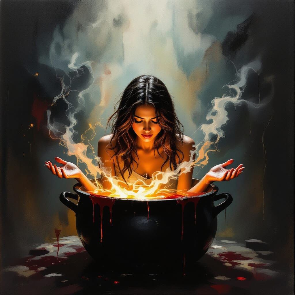 Woman Lost in Cauldron of Negative Emotions