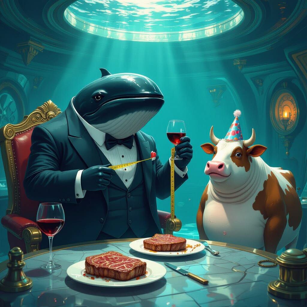 Whale King's Underwater Feast in Luxurious Lair