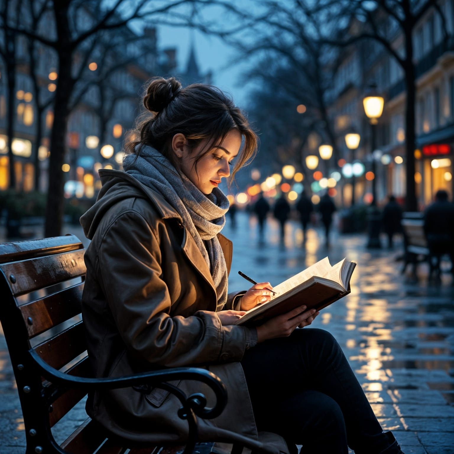 City Dusk Sketch in Impressionistic Style