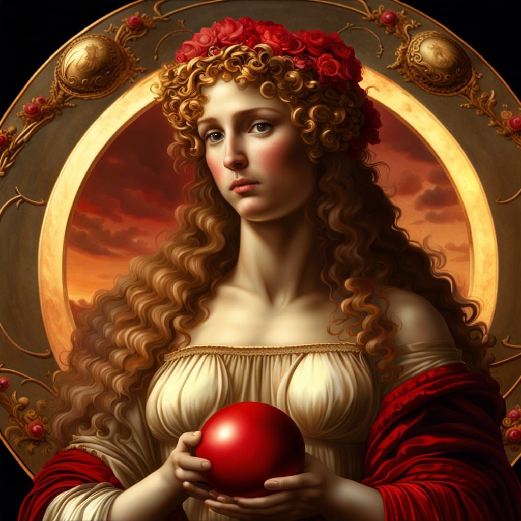 Botticelli's Venus with Halo and Red Egg