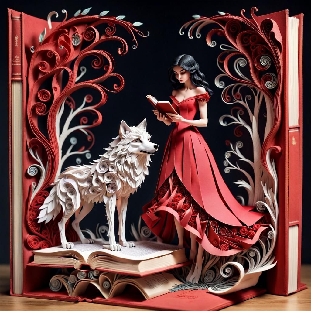 Woman in Red Dress Storybook Illustration