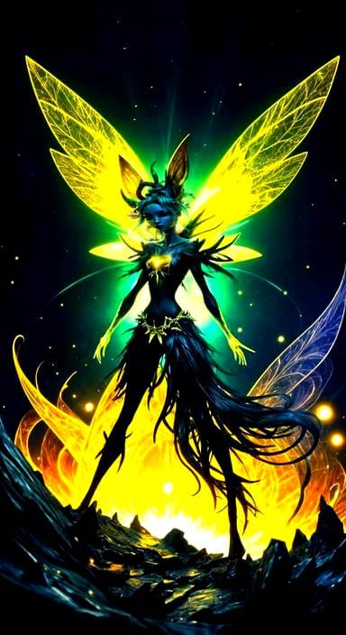 Nymph and Light Fairy Fusion in Expressive Digital Art