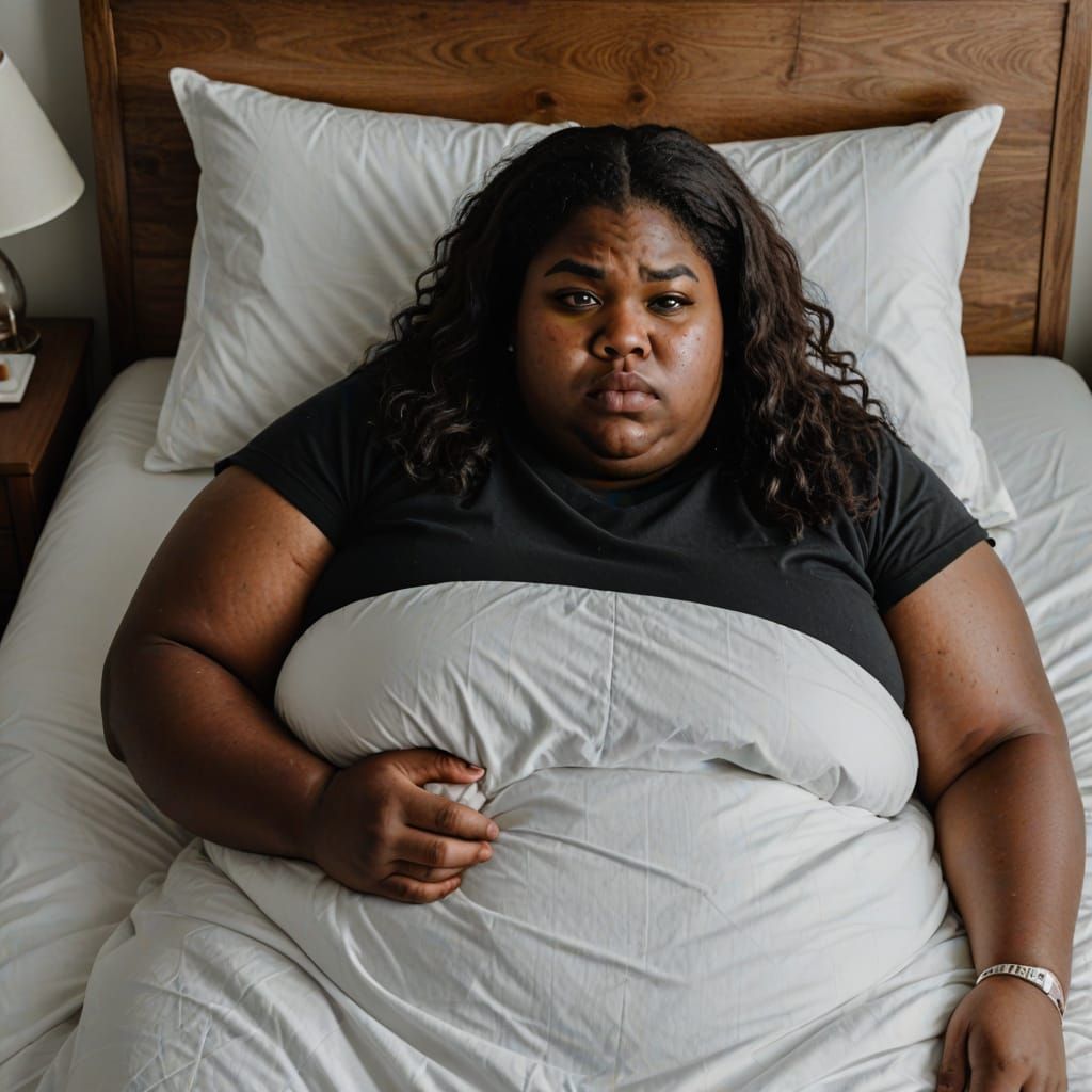 Sickly Young Woman in Bed, Depicted in a Realistic Style