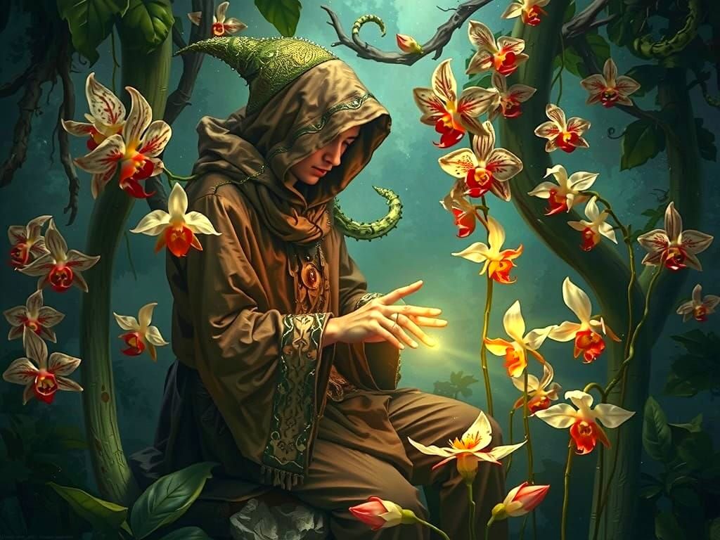 Magical Gardener in Kintsugi Style with Carnivorous Plants