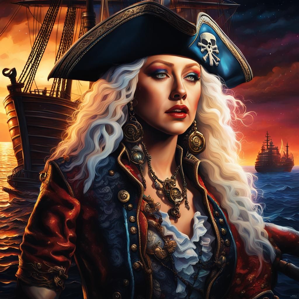 Christina Aguilera as Pirate: Hyperrealistic Digital Art