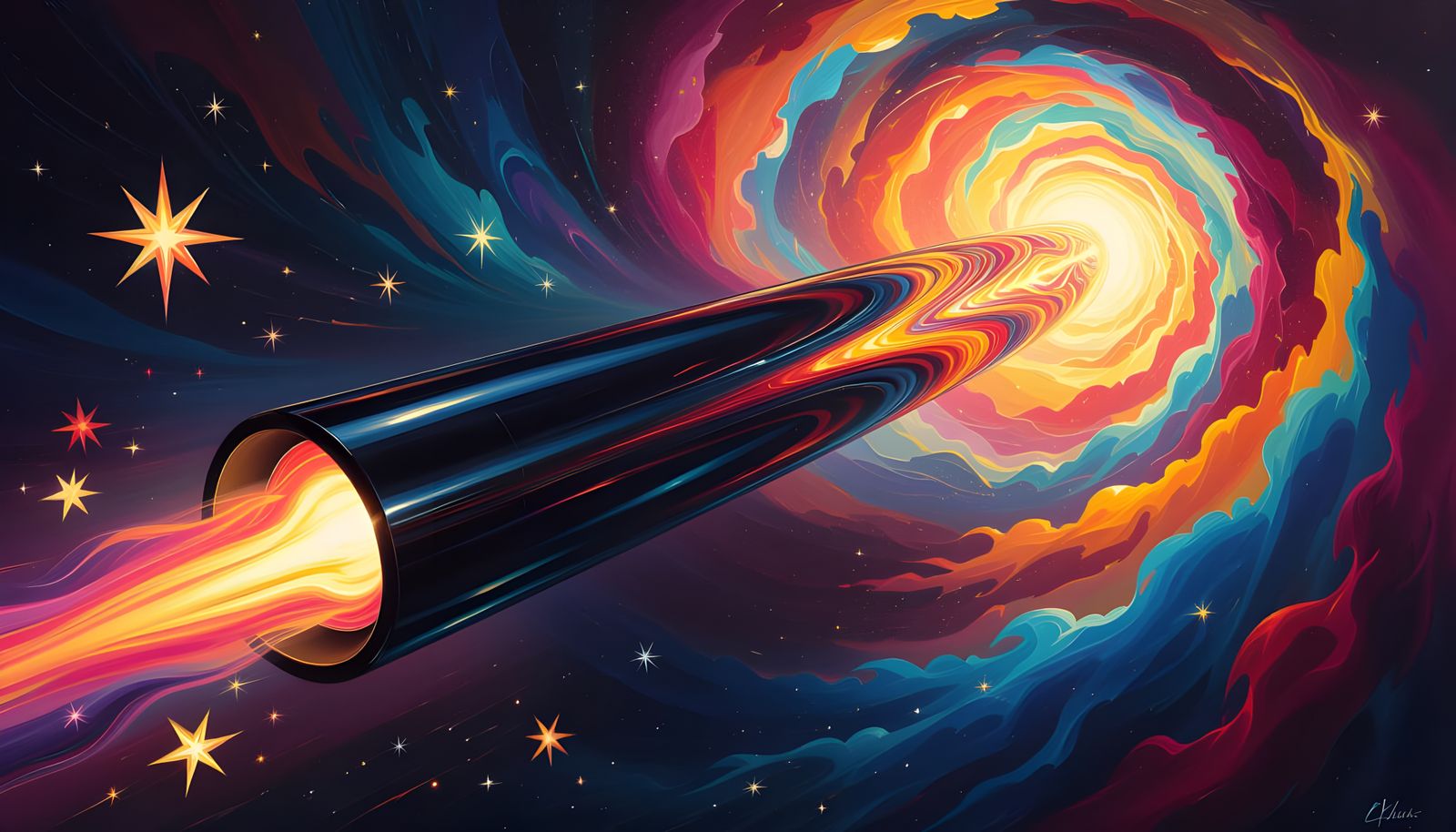 Sleek Cylinder Races Through Kandinsky Star Vortex