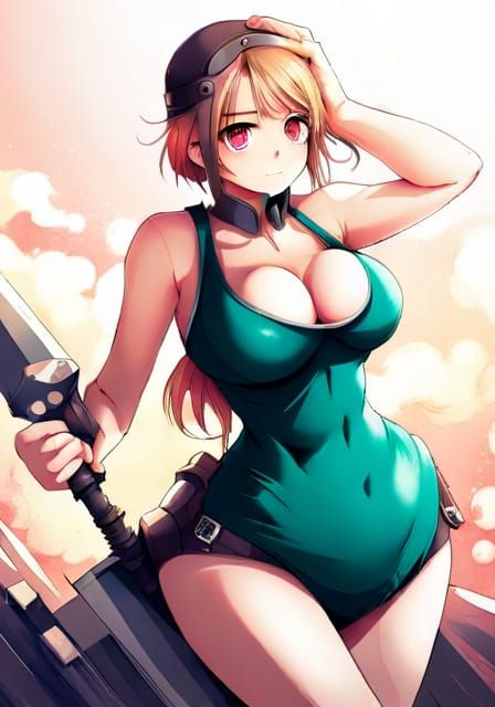 Anime Girl in Mechanic Outfit with Spikes