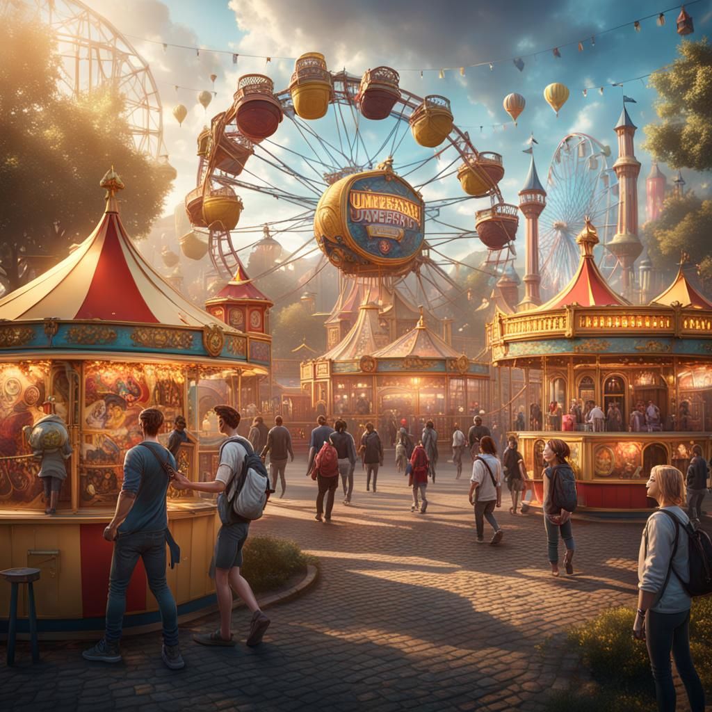 Vibrant University Fun Fair in Detailed Matte Painting