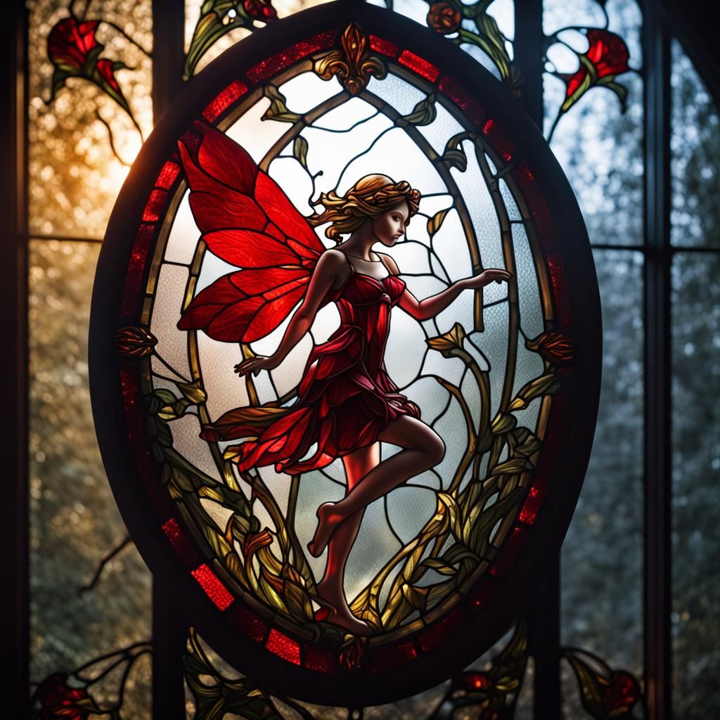 Stained Glass Fairy in Reflected Light