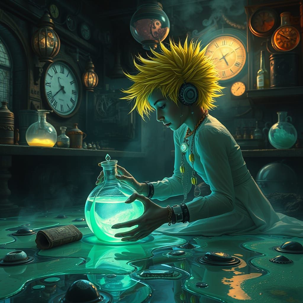 Dieselpunk Alchemist Melts Gothic Lab Floor