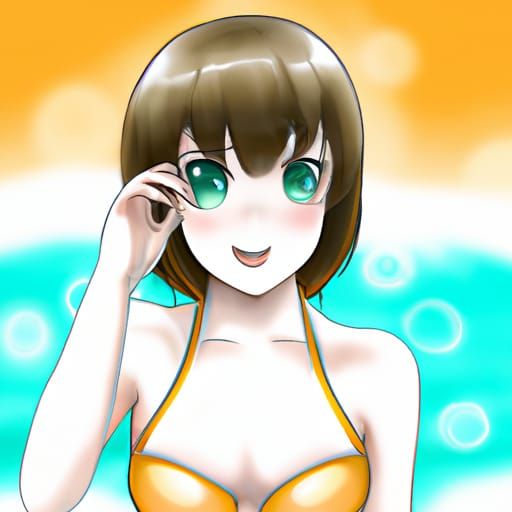 Anime Girl in Swimsuit Illustration