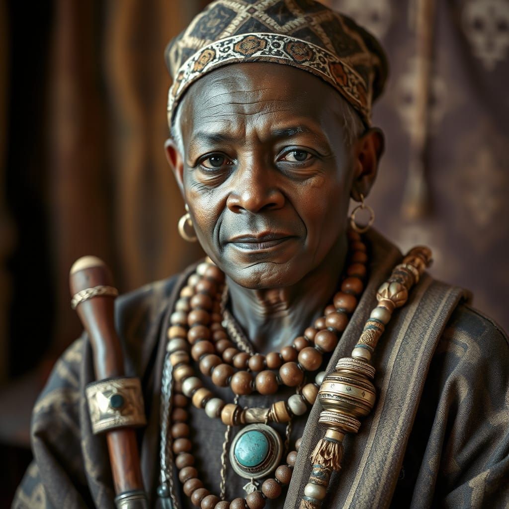 African Tribal Elder in Ceremonial Dress: Photorealistic Por...