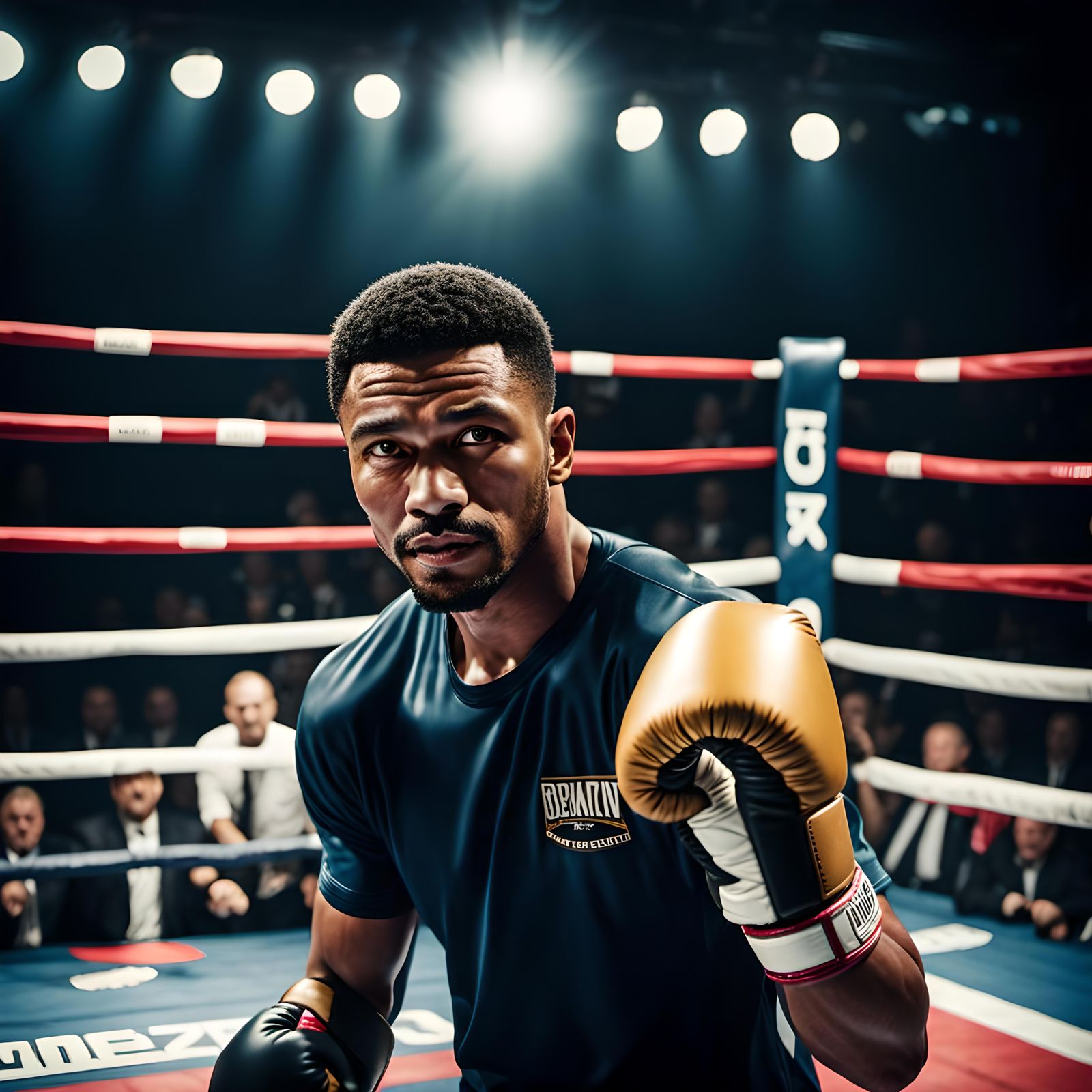 Victorious Boxing Champion After K.O. in Cinematic Style