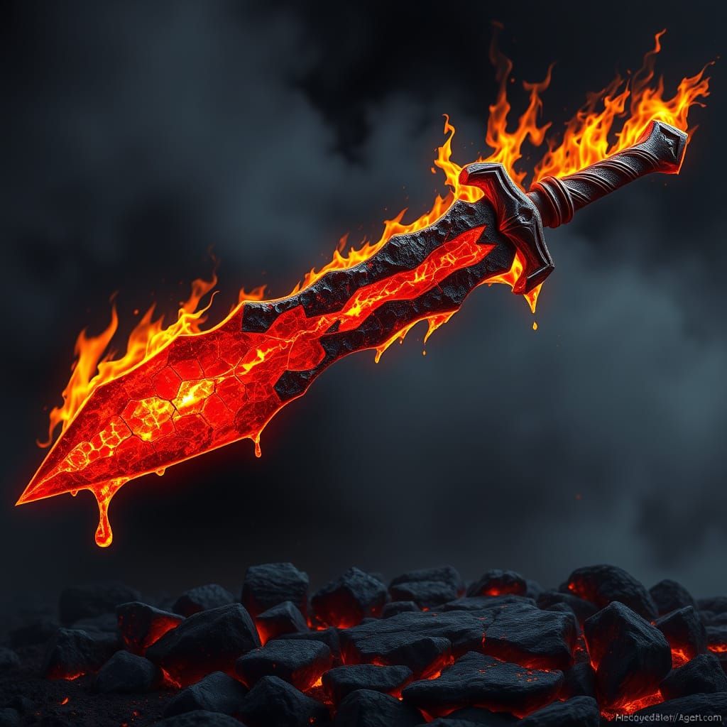 Lava Sword in Fierce, Glowing Heat