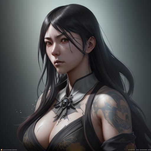 Gothic Japanese Gamer Portrait by Rutkowski, Artgerm, and Mu...