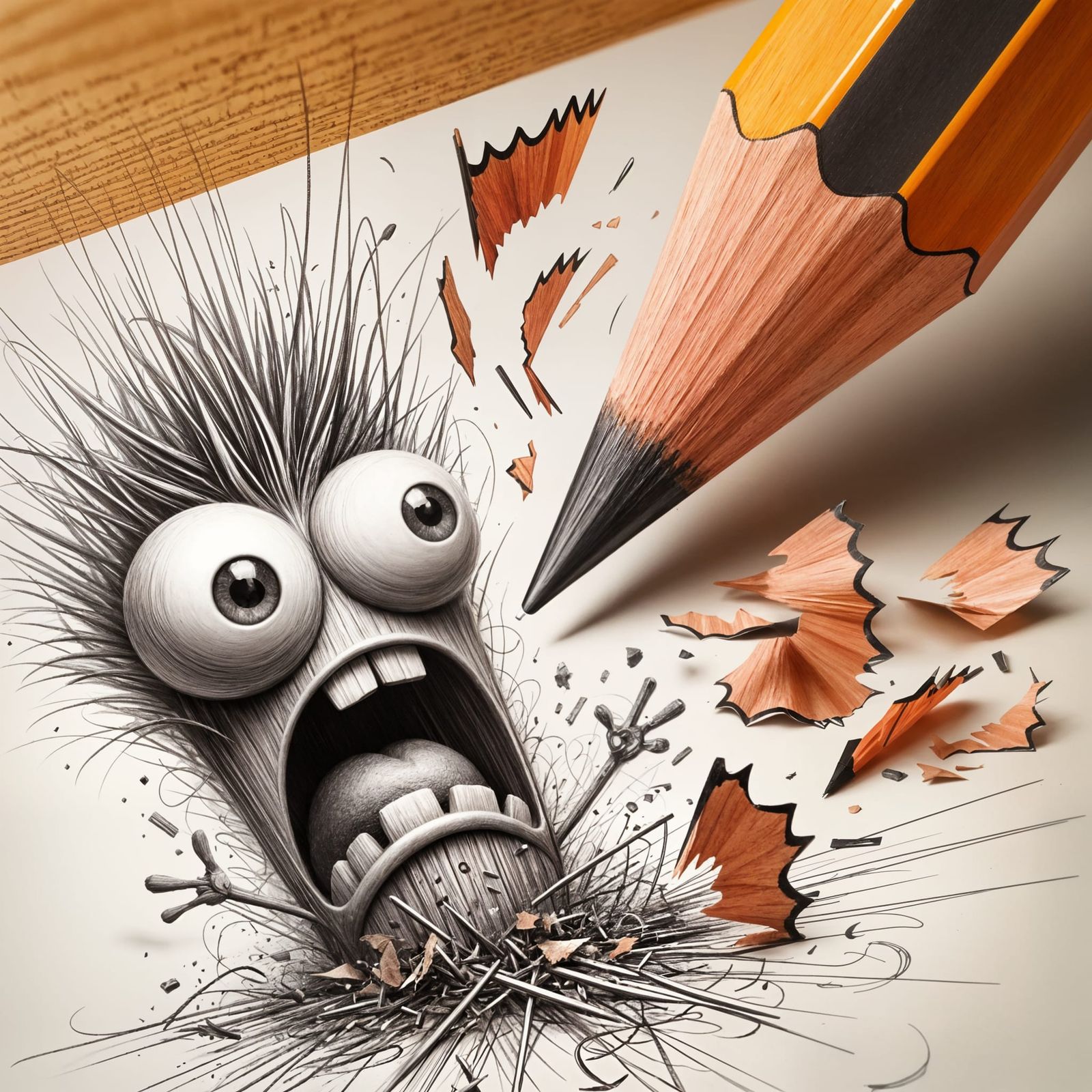 Alive on Paper: Whimsical Sketch Character Meets Pencil Fury