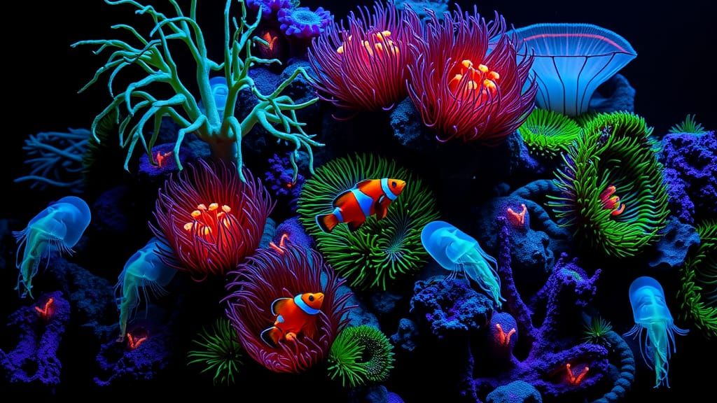 Bioluminescent Coral Reef in Dark Fantasy Style
