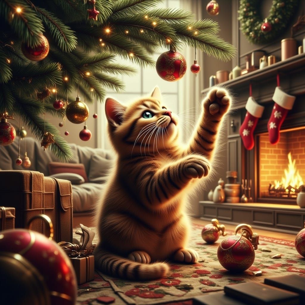 Whimsical Christmas Scene in Impressionist Style