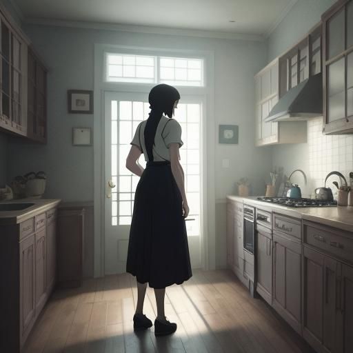 Anime Girls in Ghibli Style, Natural Lighting