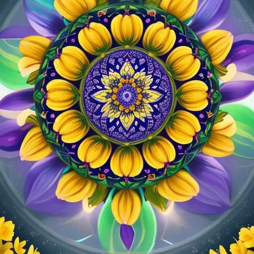 mandala with ring of daffodils
