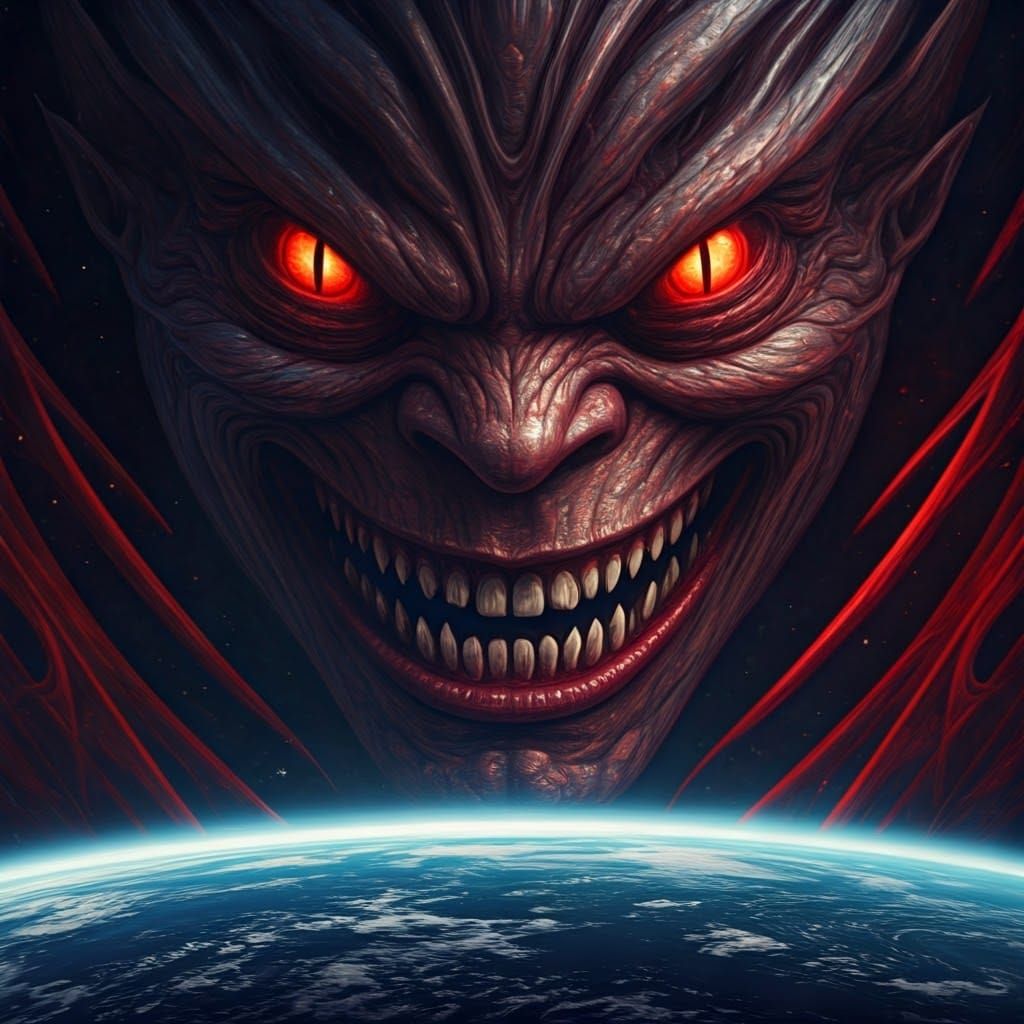 Cosmic Entity Gazing Upon Earth in Space