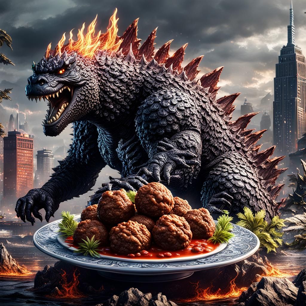 Godzilla Chilling: Detailed Matte Painting