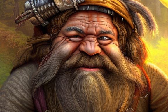 Gritty Dwarf in Underground Fantasy Landscape