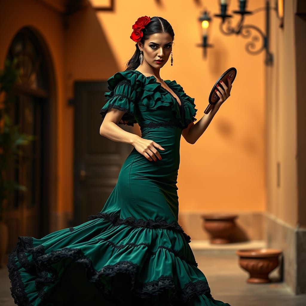 Flamenco Dancer in Andalusian Courtyard