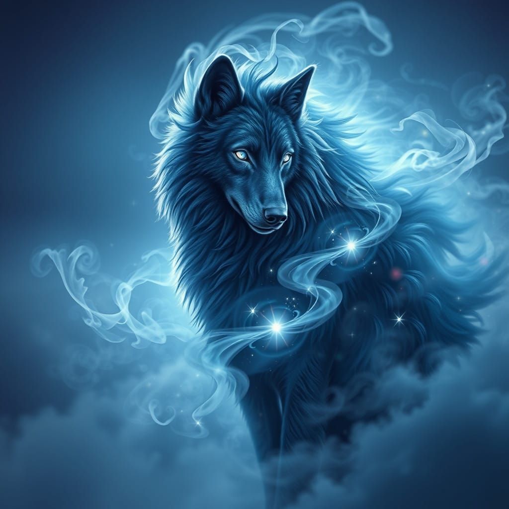 Ethereal Wolf in Celestial Hues