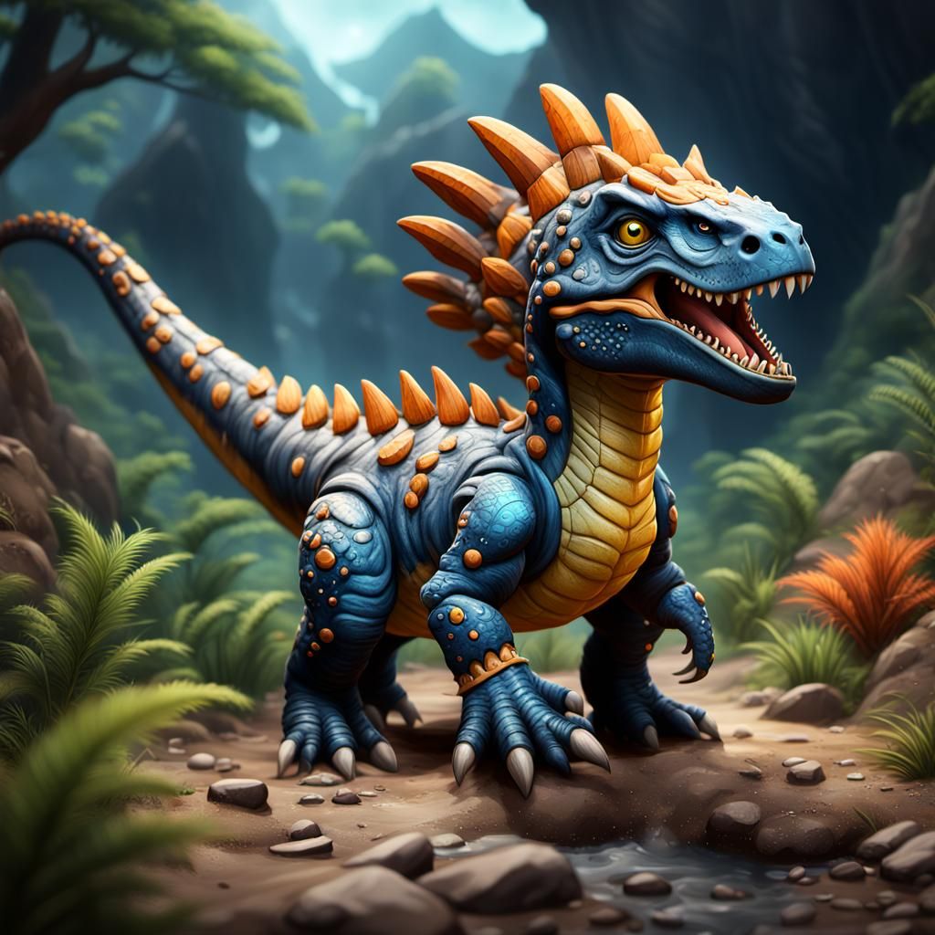 Chibi Allosaurus: Detailed Matte Painting