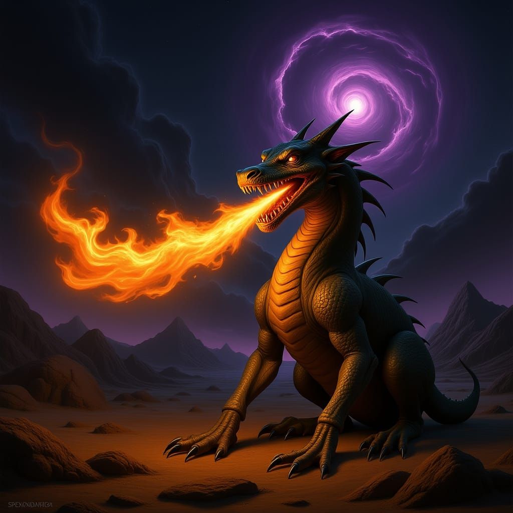 Gigantic Dragon Breathes Fire on Alien Planet