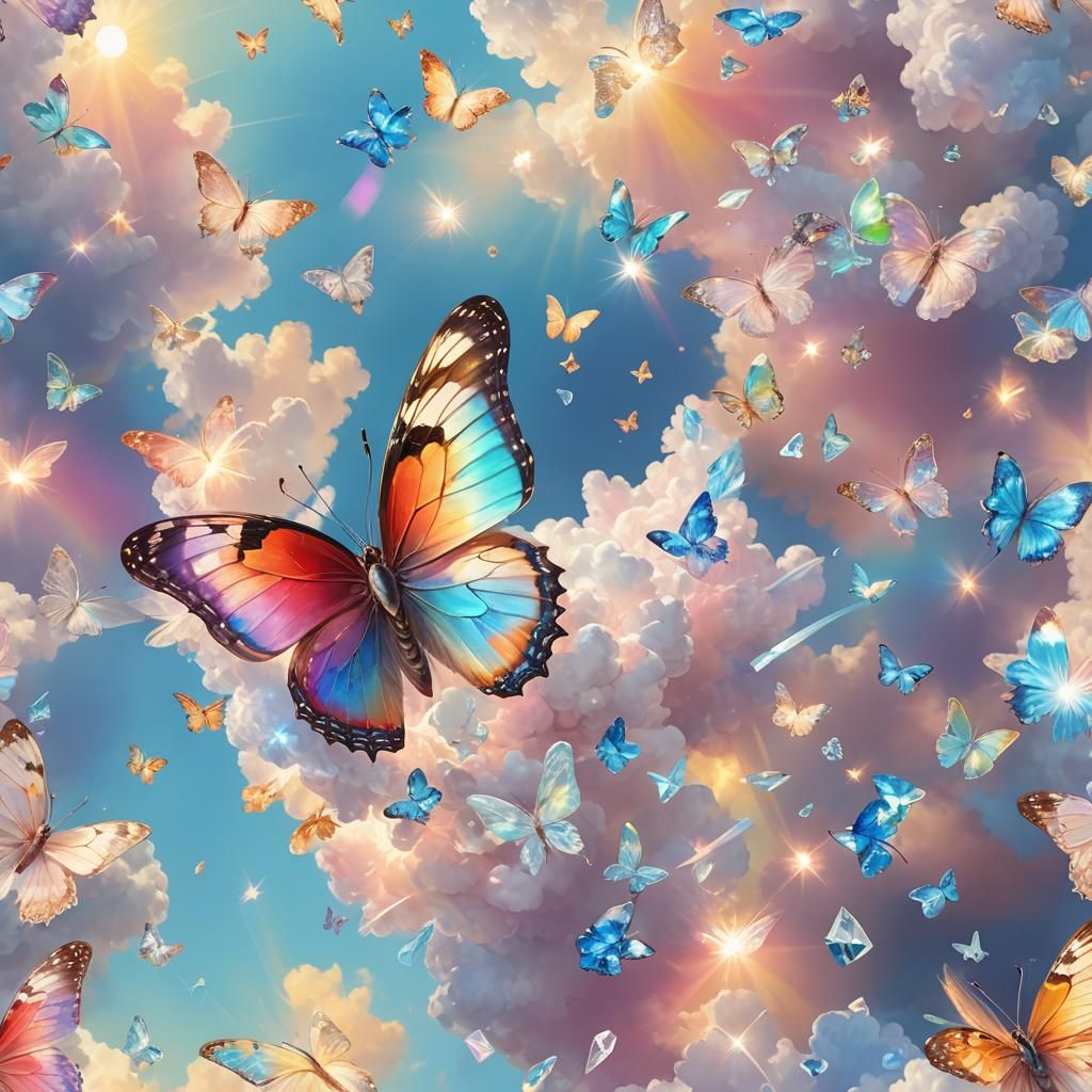 Rainbow Diamond Butterfly in Digital Art