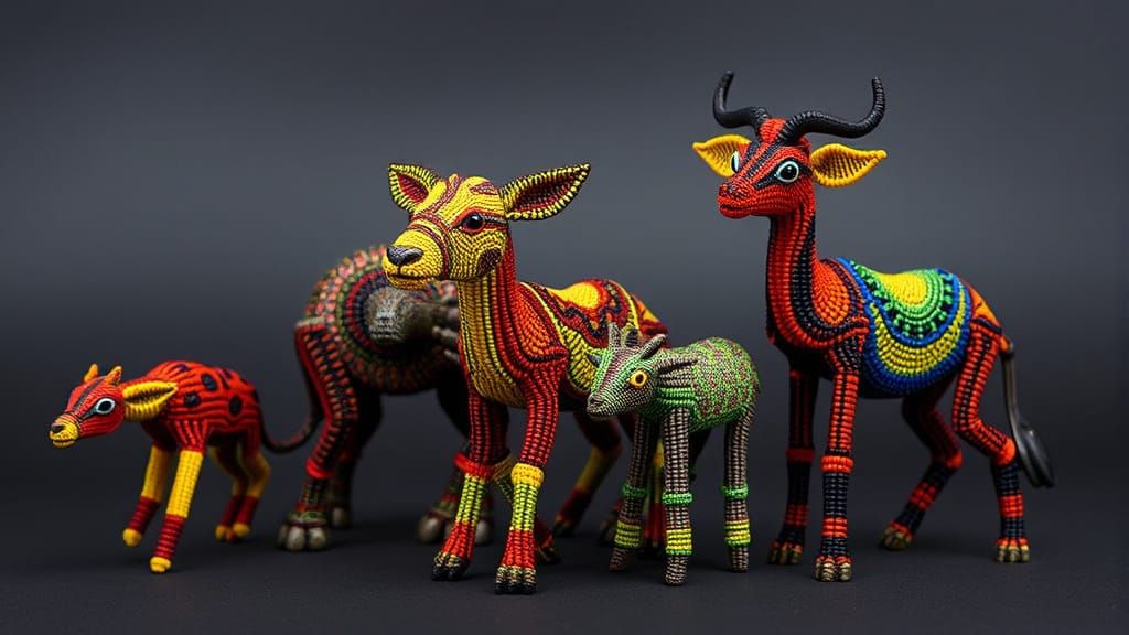 Beaded African Animals in Maasai Style