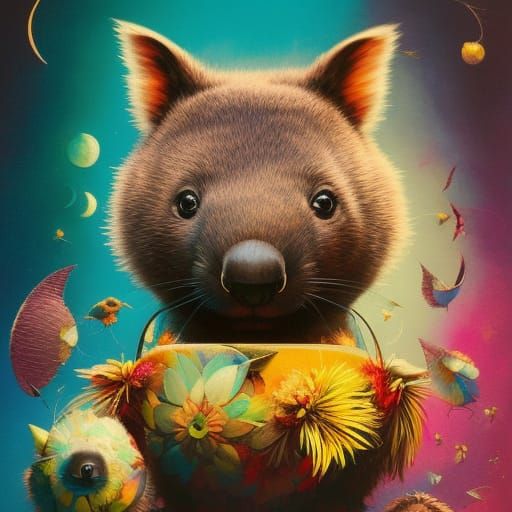 Detailed Wombat Art in Surreal Style