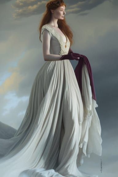 Elegant Corsican Woman Portrait, Digital Art